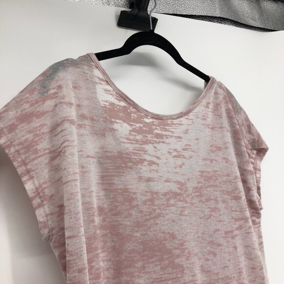 Cherish pale rose pink semi-sheer open cross cross  slit back t-shirt - Picture 5 of 14